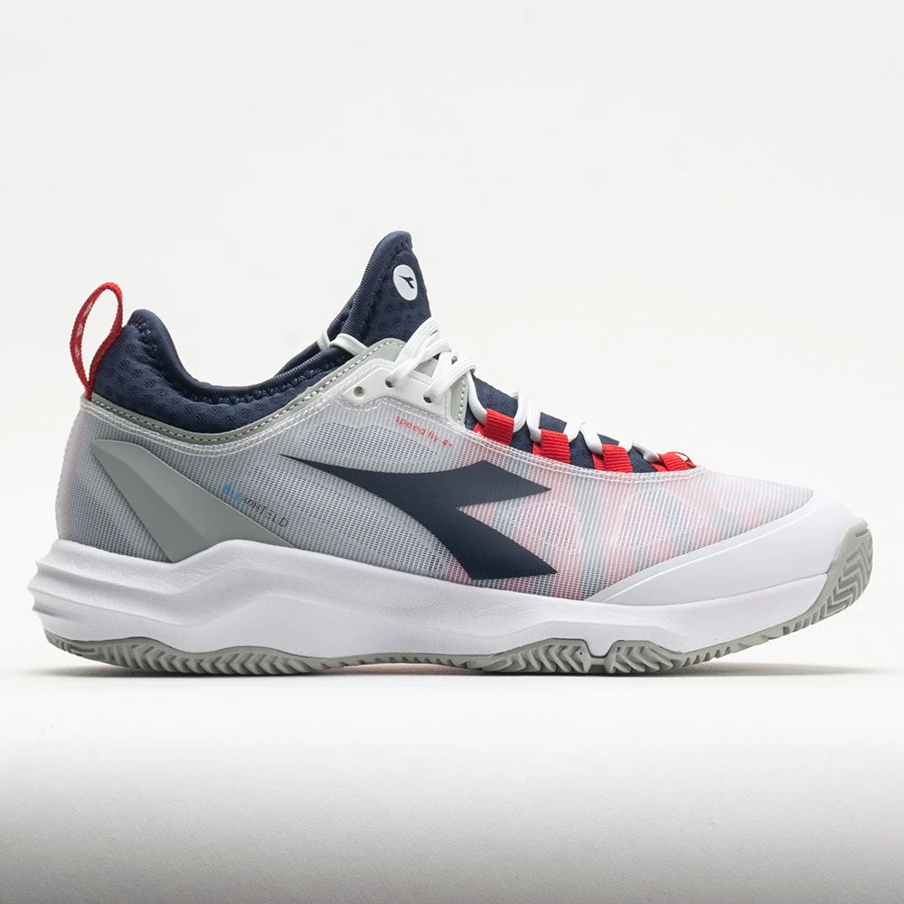 Diadora Speed Blushield Fly 4+ Clay Men's White/Blue Corsair/Fiery Red 3 Diadora Speed Blushield Fly 4+ Clay Men's White/Blue Corsair/Fiery Red